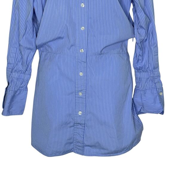A.L.C. 4 Monica Pinstriped Cotton Shirt Dress Vitality Blue White Poplin Crisp - Picture 6 of 11